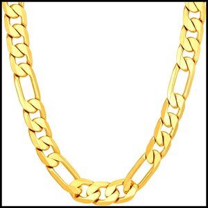 Figaro Chain Necklace Gold Plated Elegant Classic Minimal Unisex Gift